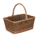 Rectangular Unpeeled Willow Shopping Basket | Medium | Brown