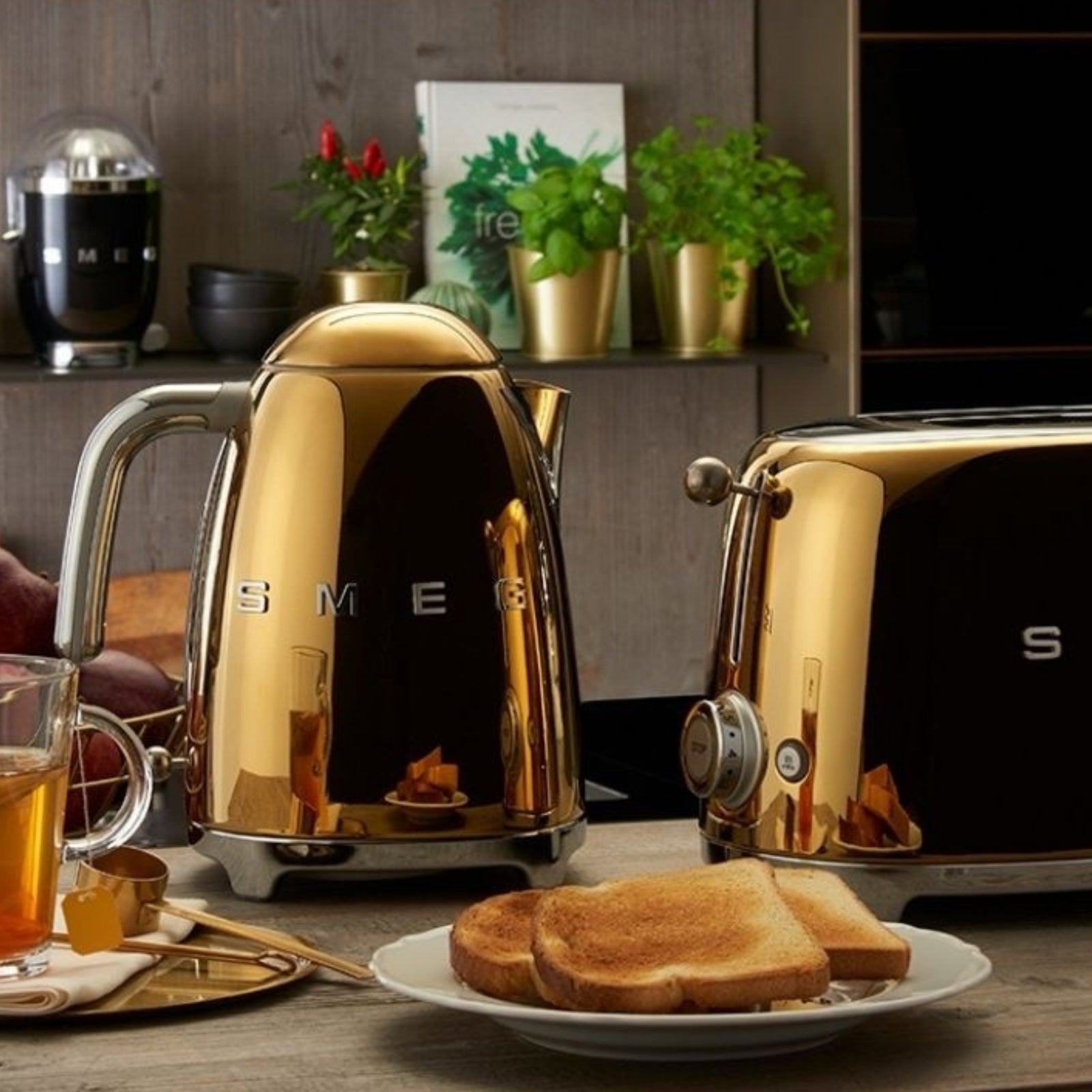 Bundle Set Klf03 Kettle & Tsf01 2 Slice Toaster | Gold