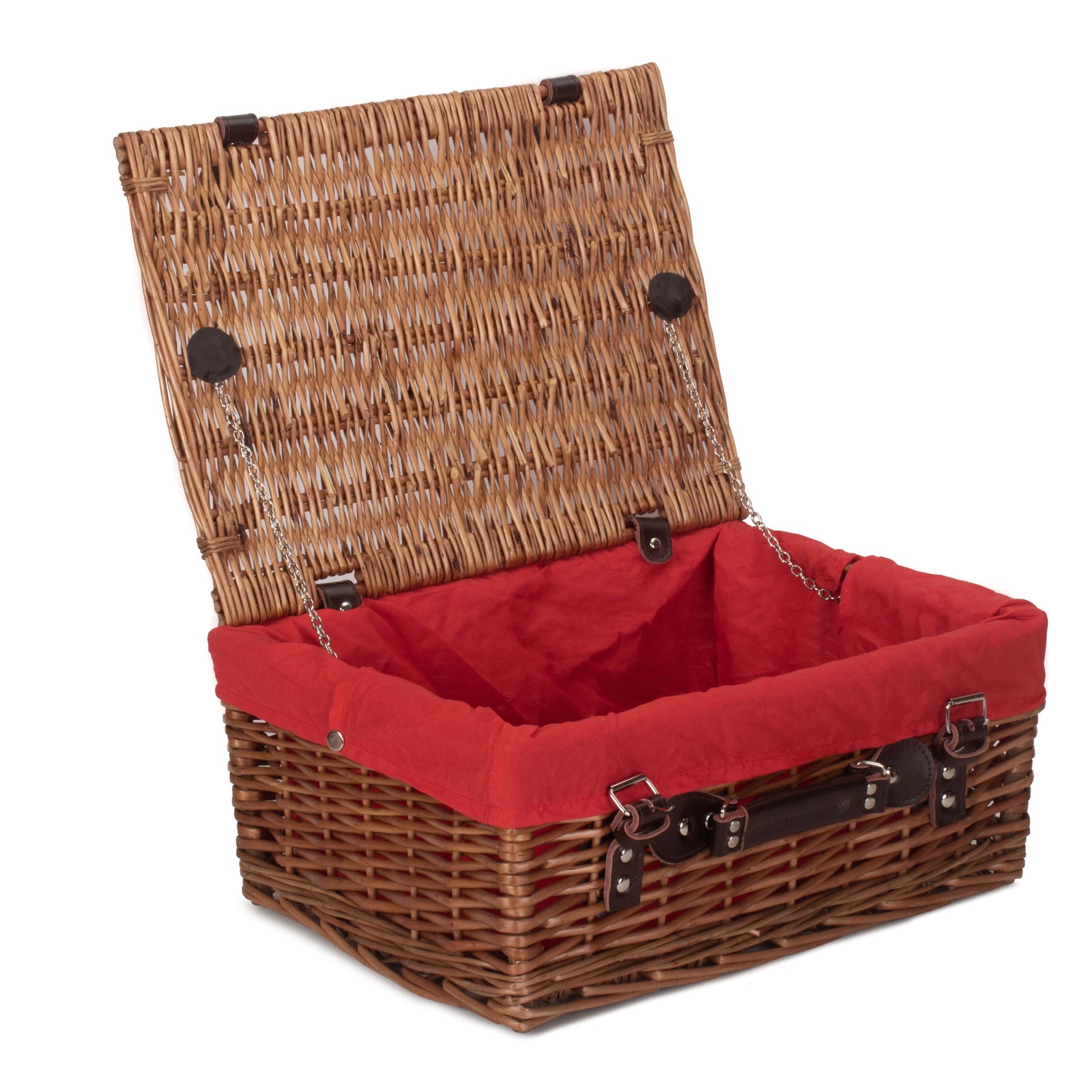 Wicker Double Steamed 40cm Picnic Basket | Red