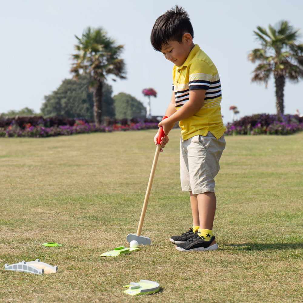 Wooden Crazy Golf Set, Outdoor Game Playset For Kids