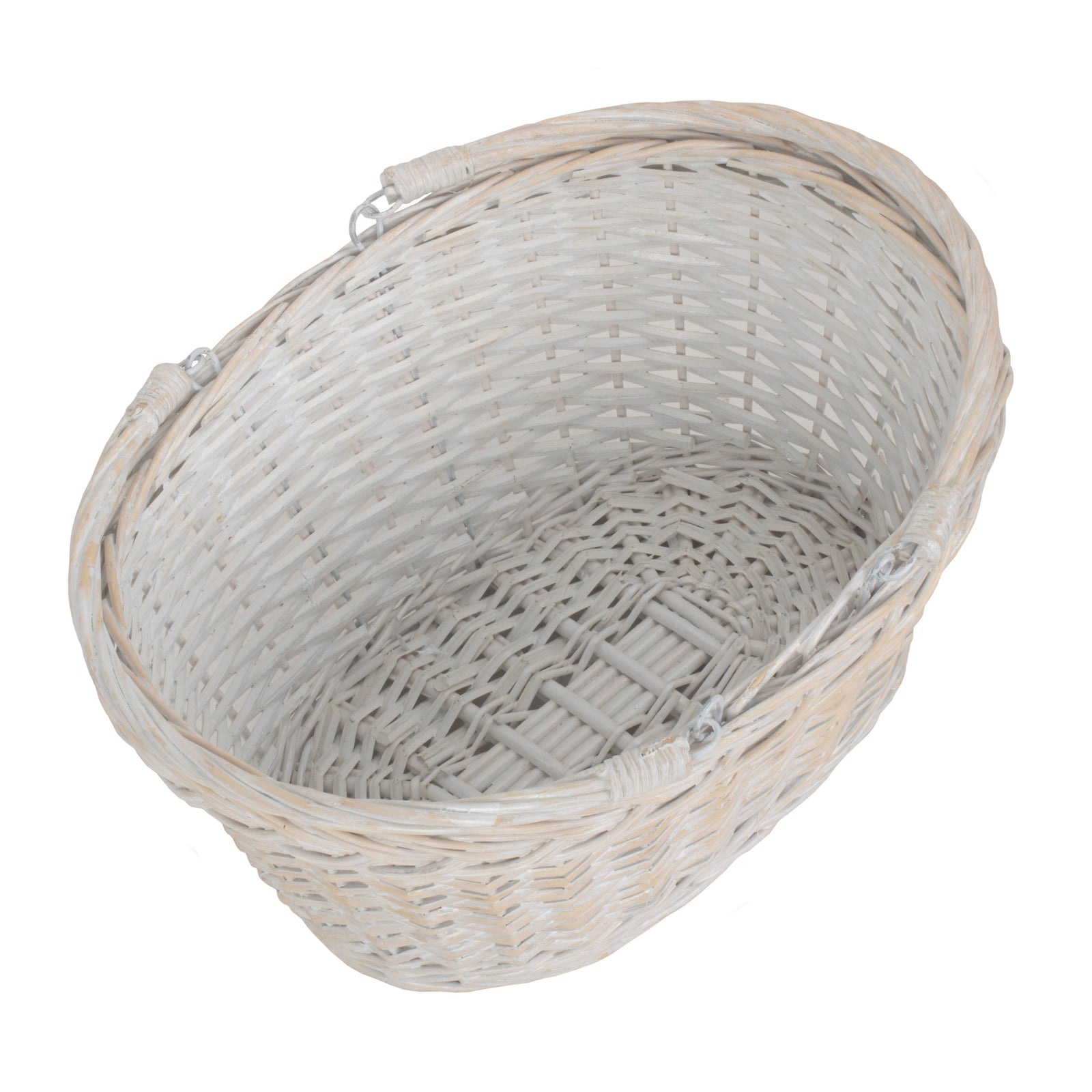 White Painted Wicker Swing Handle Shopping Basket | Large | White