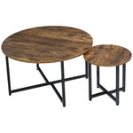 Set Of 2 Nesting Coffee Tables, Round, Metal Frame