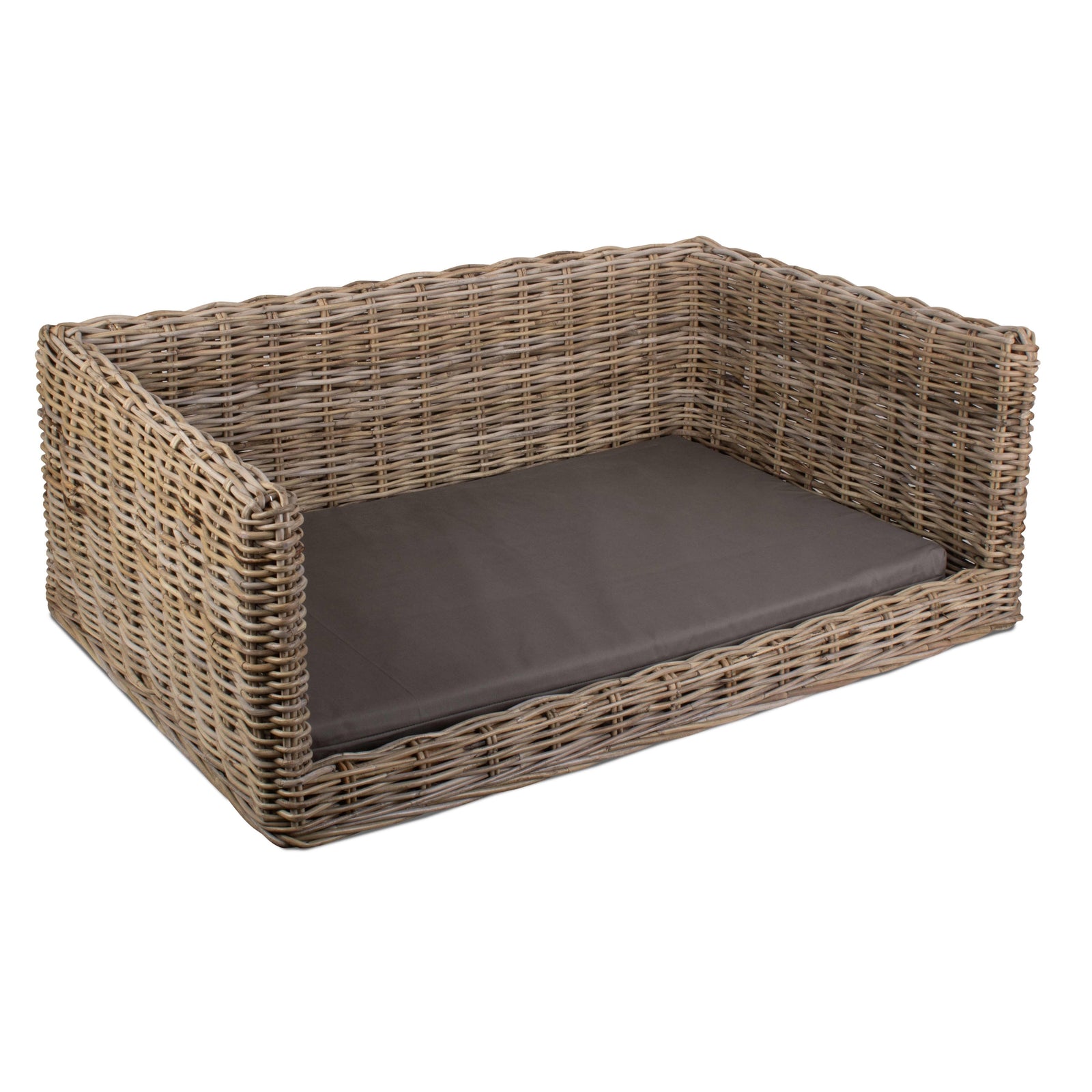 Rattan Luxury Rattan Dog Sofa Bed | Large | Gray