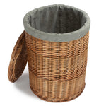 Light Steamed Round Linen Basket With Grey Sage Lining | Set-of-2