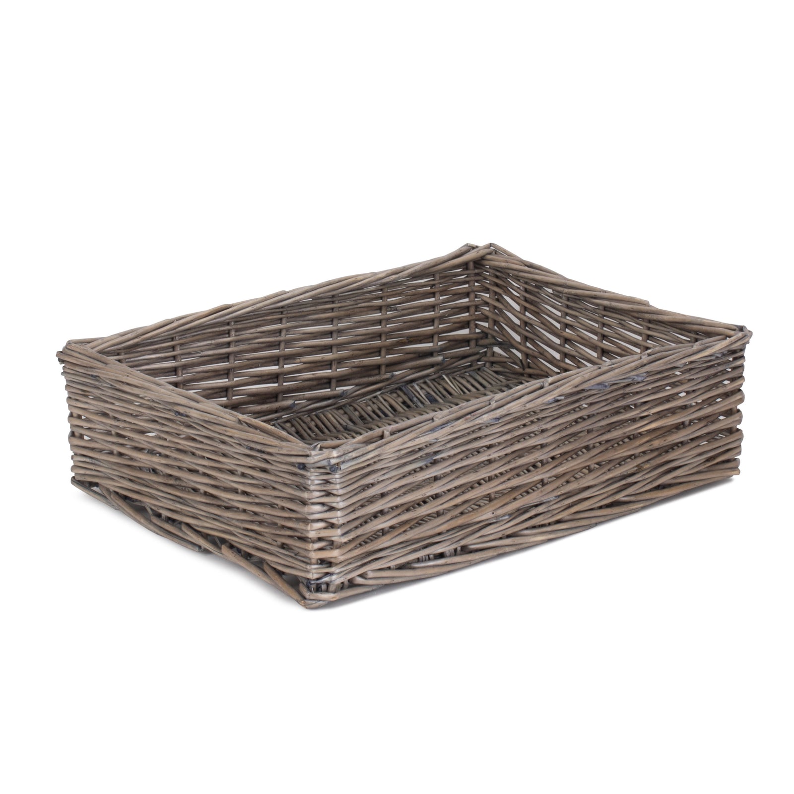 Wicker Antique Wash Straight Sided Tray | Large | Brown