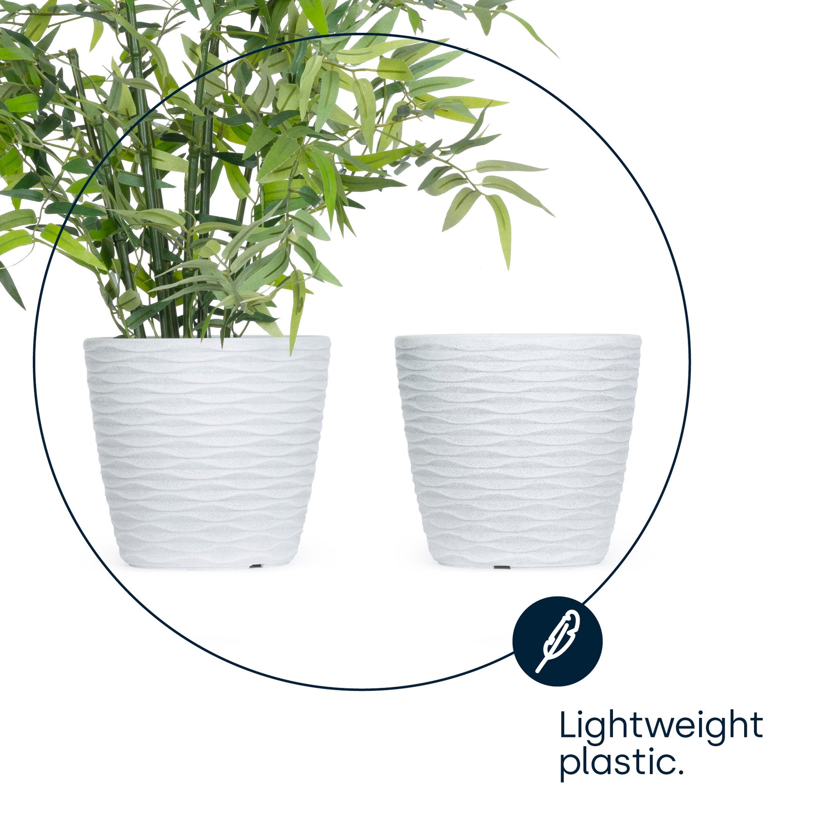 18cm Wave White Plant Pots Set Of 2