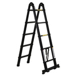 .2m Extendable Aluminium Ladder, 10 Steps, Black