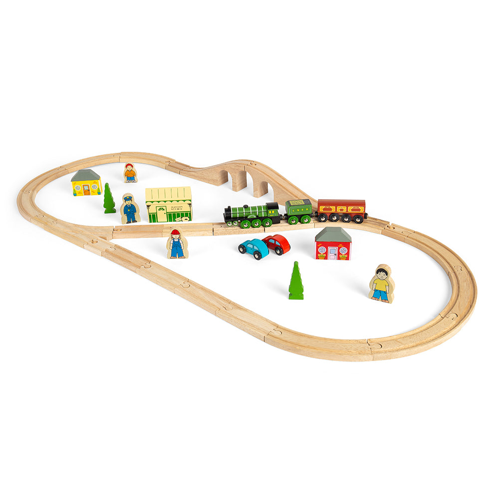 Wooden Flying Scotsman Train Set - 42 Pieces