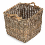 Square Grey Rattan Log Basket | Small | Brown