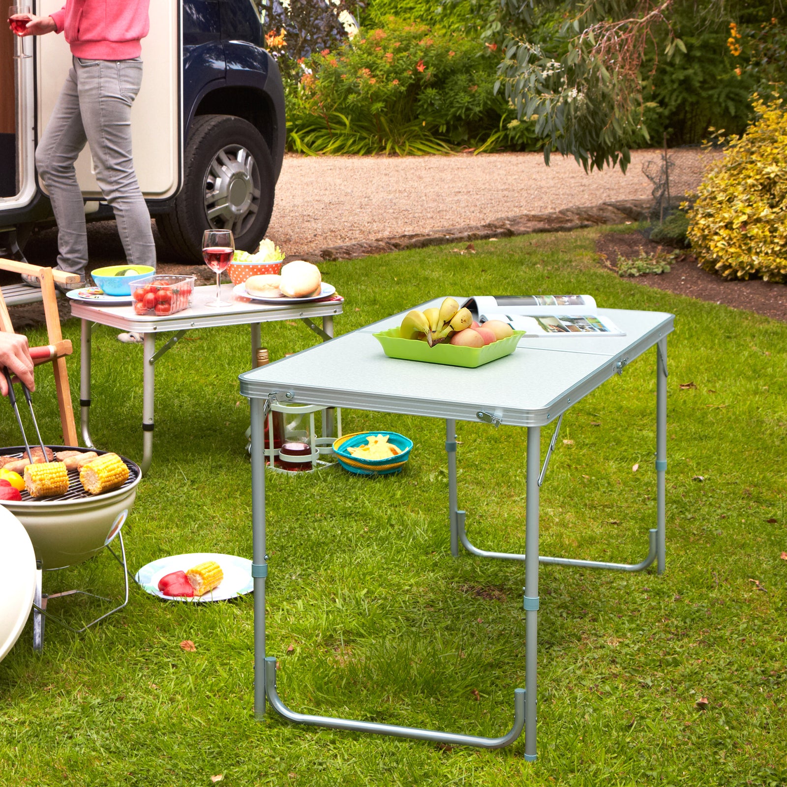 4ft Aluminium Portable Folding Camping Picnic Table Outdoor