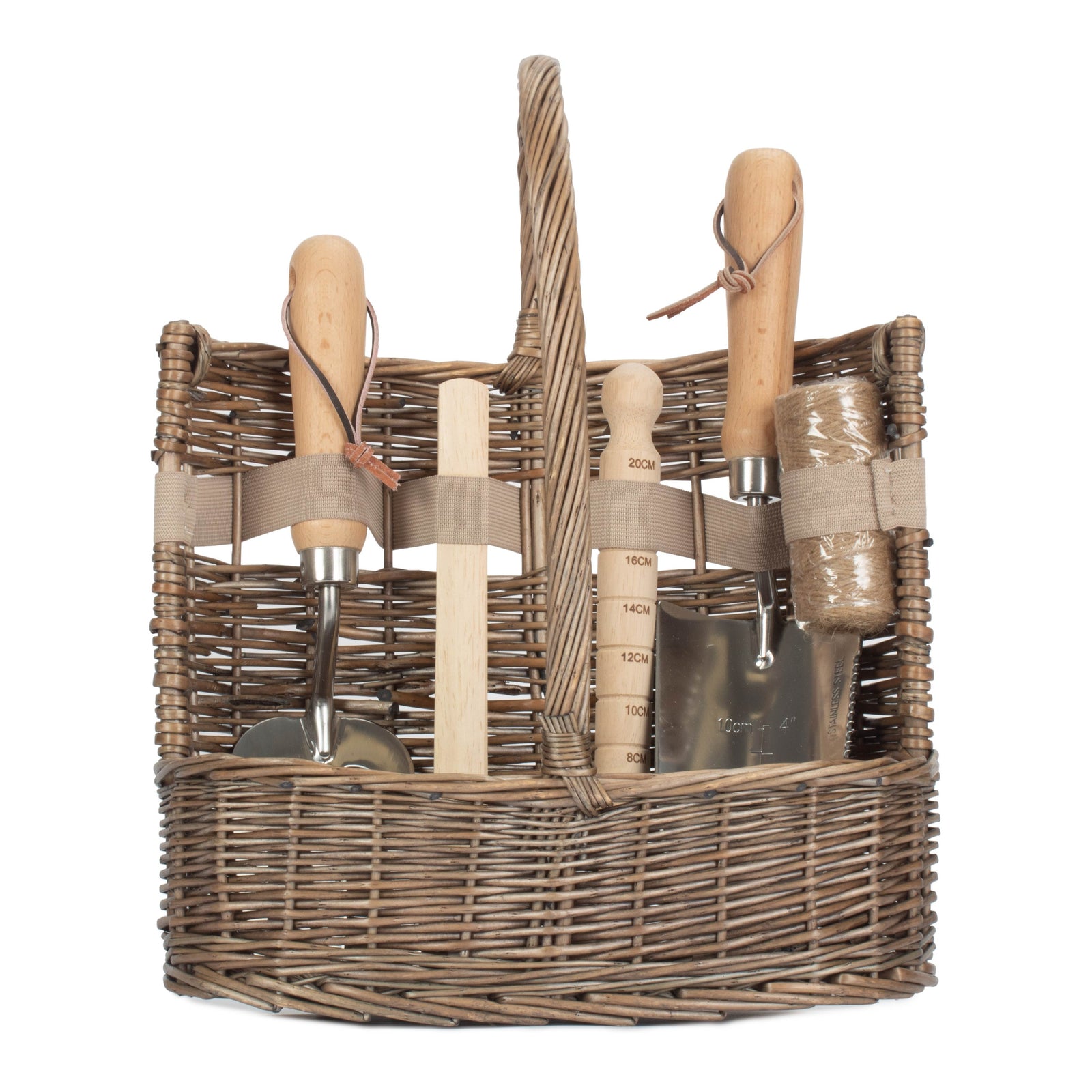 Wicker Garden Basket Antique Wash Deluxe Trug Tool Basket | Small