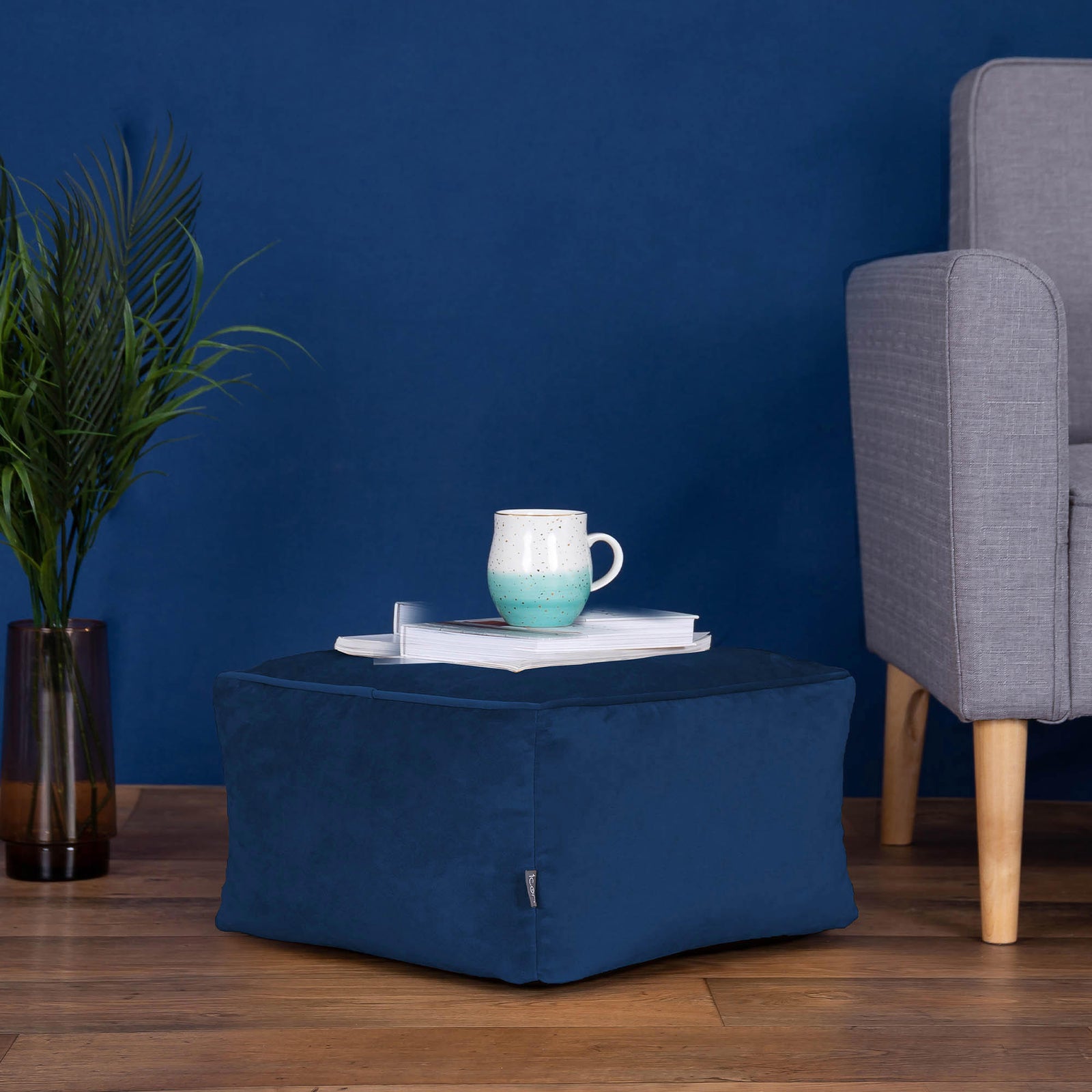 Amara Velvet Bean Bag Pouffe | Navy Blue