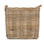 Square Grey Rattan Log Basket | Large | Brown