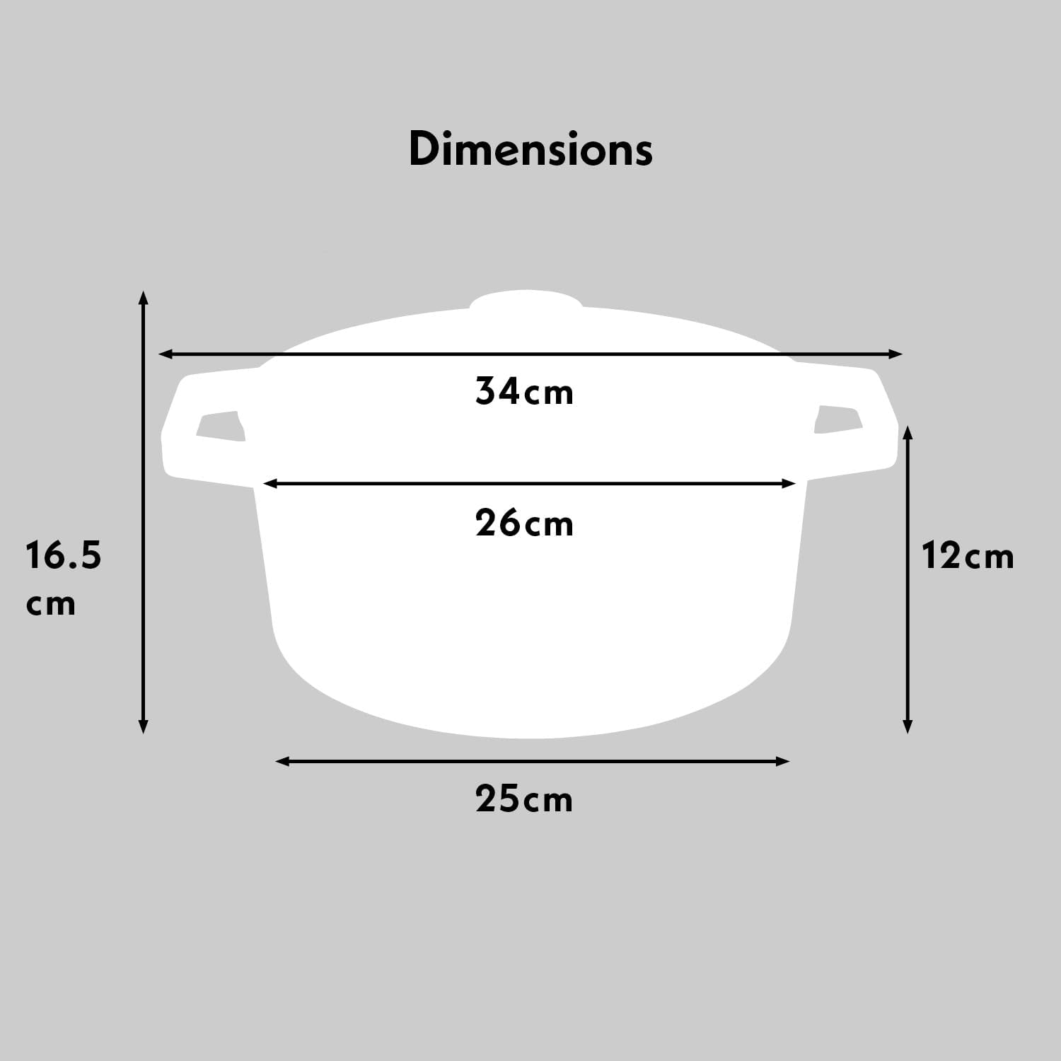 Cast Iron Casserole Dish 26cm Oven Proof Enamelled Pan With Lid | Gray