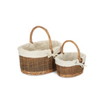 Red Hamper White Lined Country Oval Wicker Shopping Basket