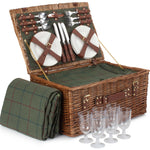 Green Tweed Classic Picnic Wicker Basket | 6-person | Green