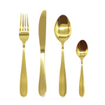 Cutlery Sets Gold Stainless Steel Light Spoon Fork 16 Pc Set