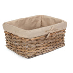 Red Hamper Rattan Rectangular Cordura Lined Grey Rattan Storage Basket