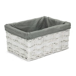 White Grey Lined Scandi Storage Basket With Grey Lining | Large