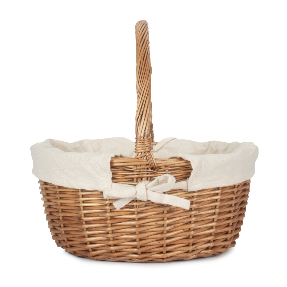 Double Steamed Wicker Oval Shopping Basket | White