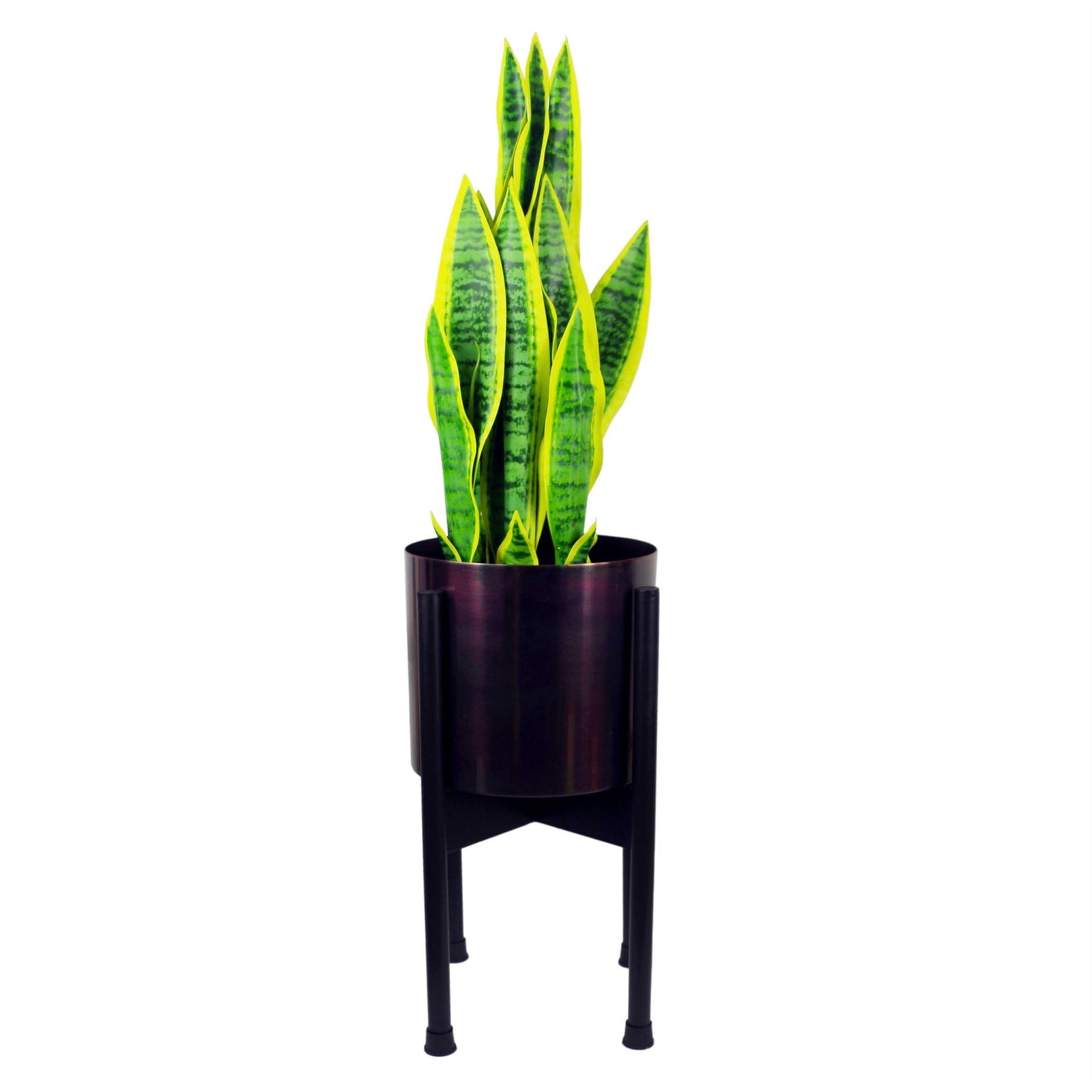 Medium Gold Stand With Black Metal Planter 38.5cm X 18cm