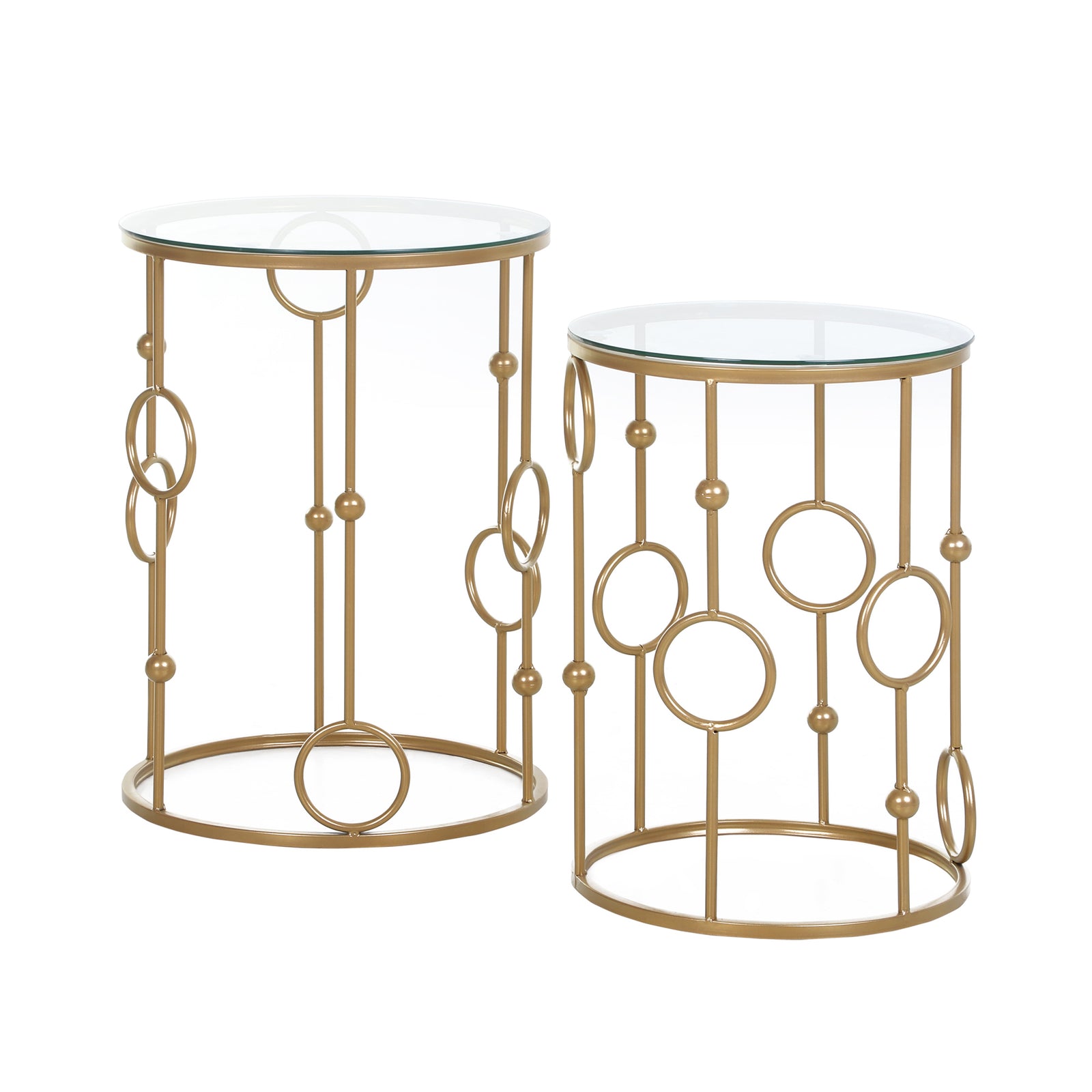 Round Coffee Tables Set Of 2, Gold Nesting