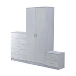 High Gloss 3 Trio Wardrobe Set Drawers Bedroom Furniture