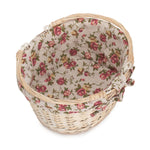 Rose Garden Cotton Lined White Painted Swing Handle Wicker Shopping Basket | Small | Pink