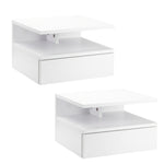 Nightstand Set Of 2, Wall Mounted Bedside Cabinet | Set-of-2 | White