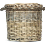 Wicker Rope Handled Antique Wash Round Log Basket | Small | Brown