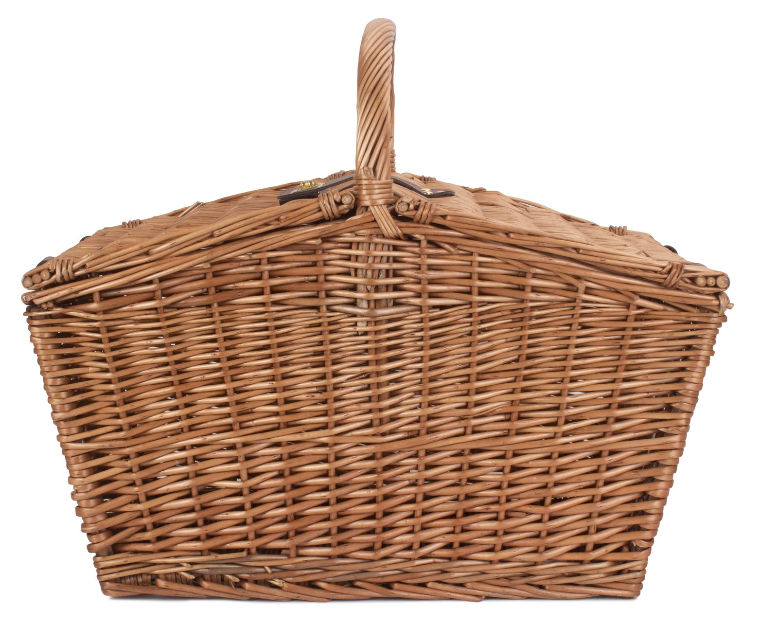 Wicker Large Sloped Sided Double Lidded Empty Basket