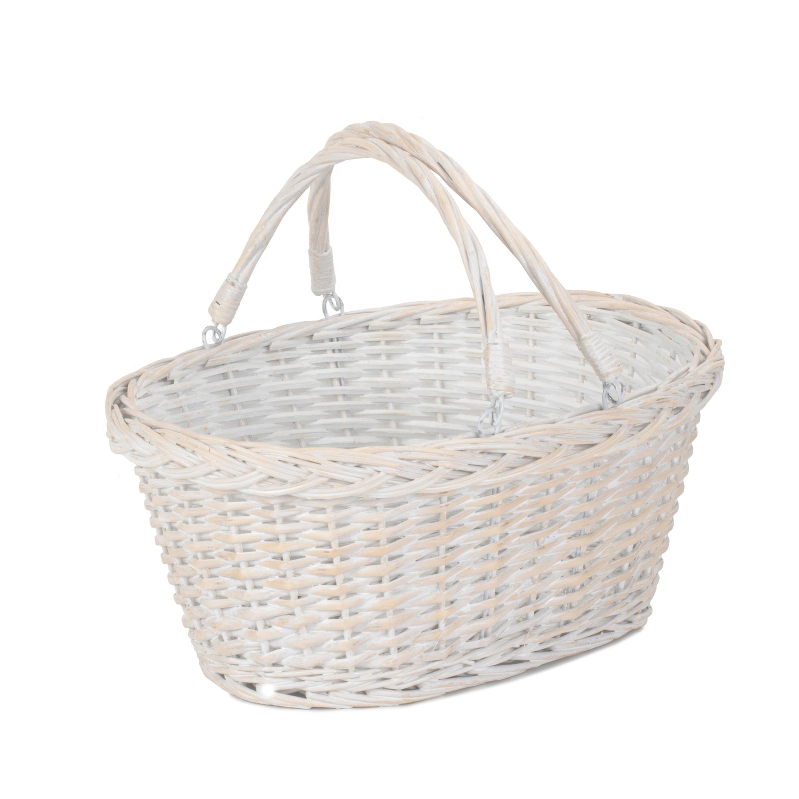 White Painted Wicker Swing Handle Shopping Basket | Large | White