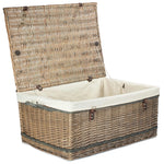 72cm Antique Wash Rope Handled Trunk Picnic Basket | White