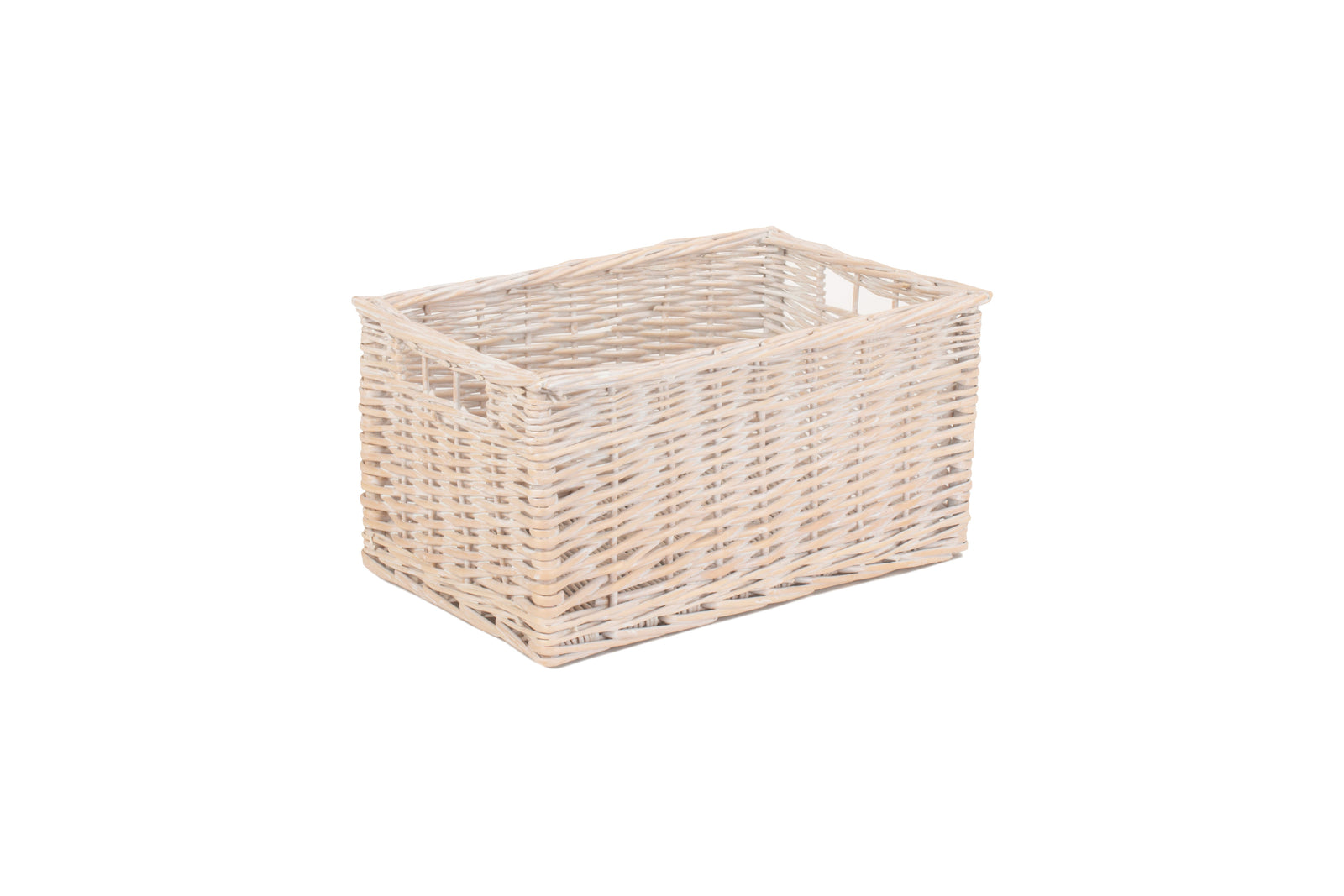 Red Hamper Wicker White Wash Storage Open Basket