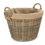 Round Grey Rattan Log Basket | Gray