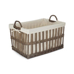 White Cotton Lined Malmo Openwork Laundry Baskets | Large | Brown