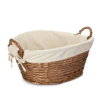 Red Hamper White Cotton Lined Light Steamed Round Laundry Basket