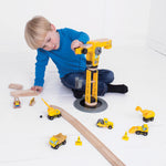 Yellow Crane Construction Set for Wooden Train Sets