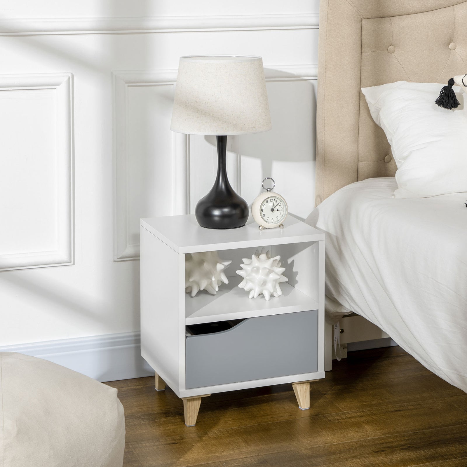 Bedroom Bedside Table, Sofa Side Table With Drawer Shelf