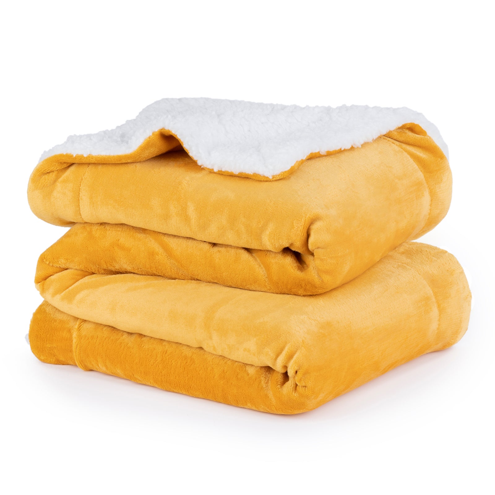 Double Sherpa Fleece Blanket - Ochre