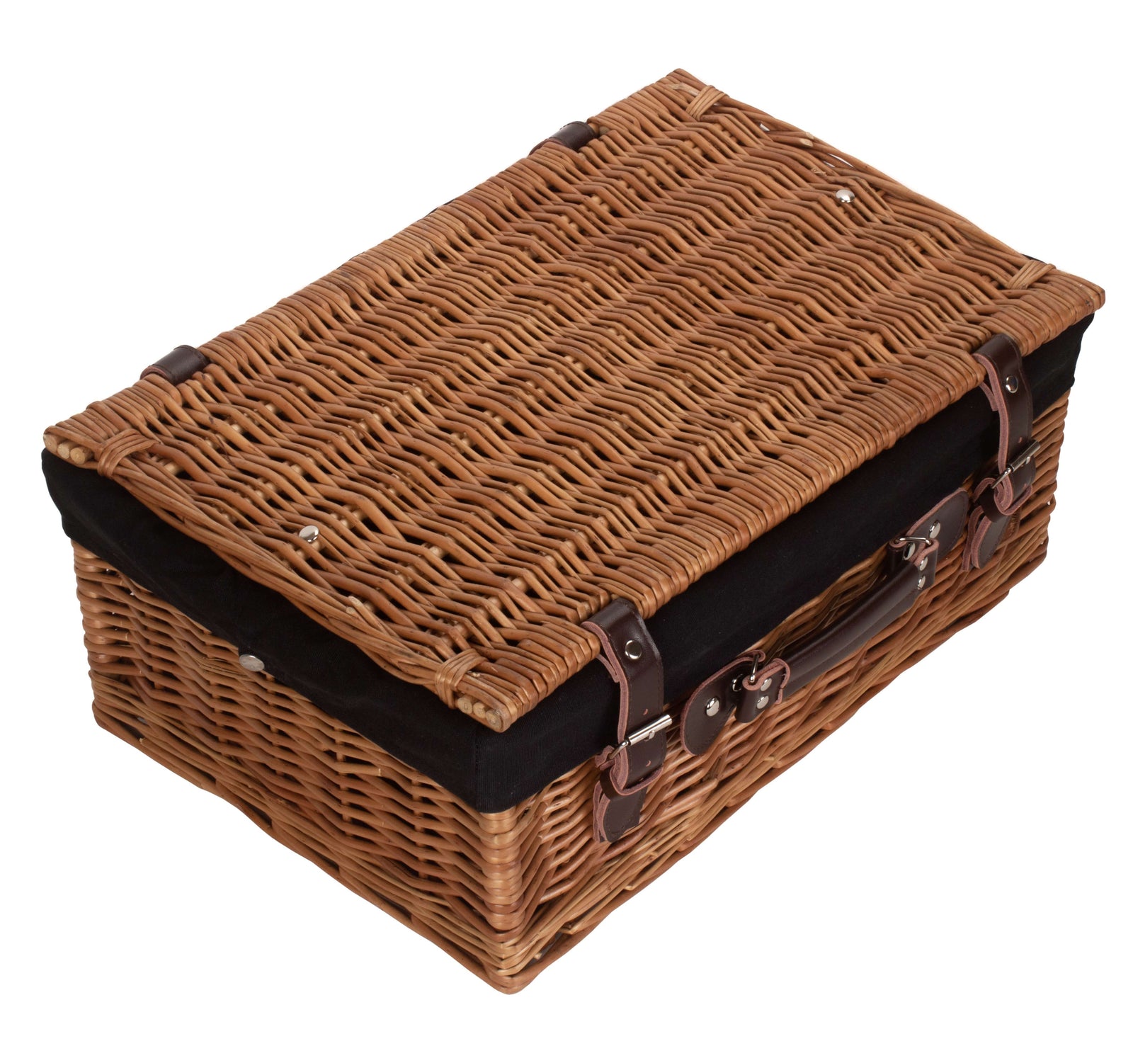 Wicker 46cm Double Steamed Picnic Basket | Black