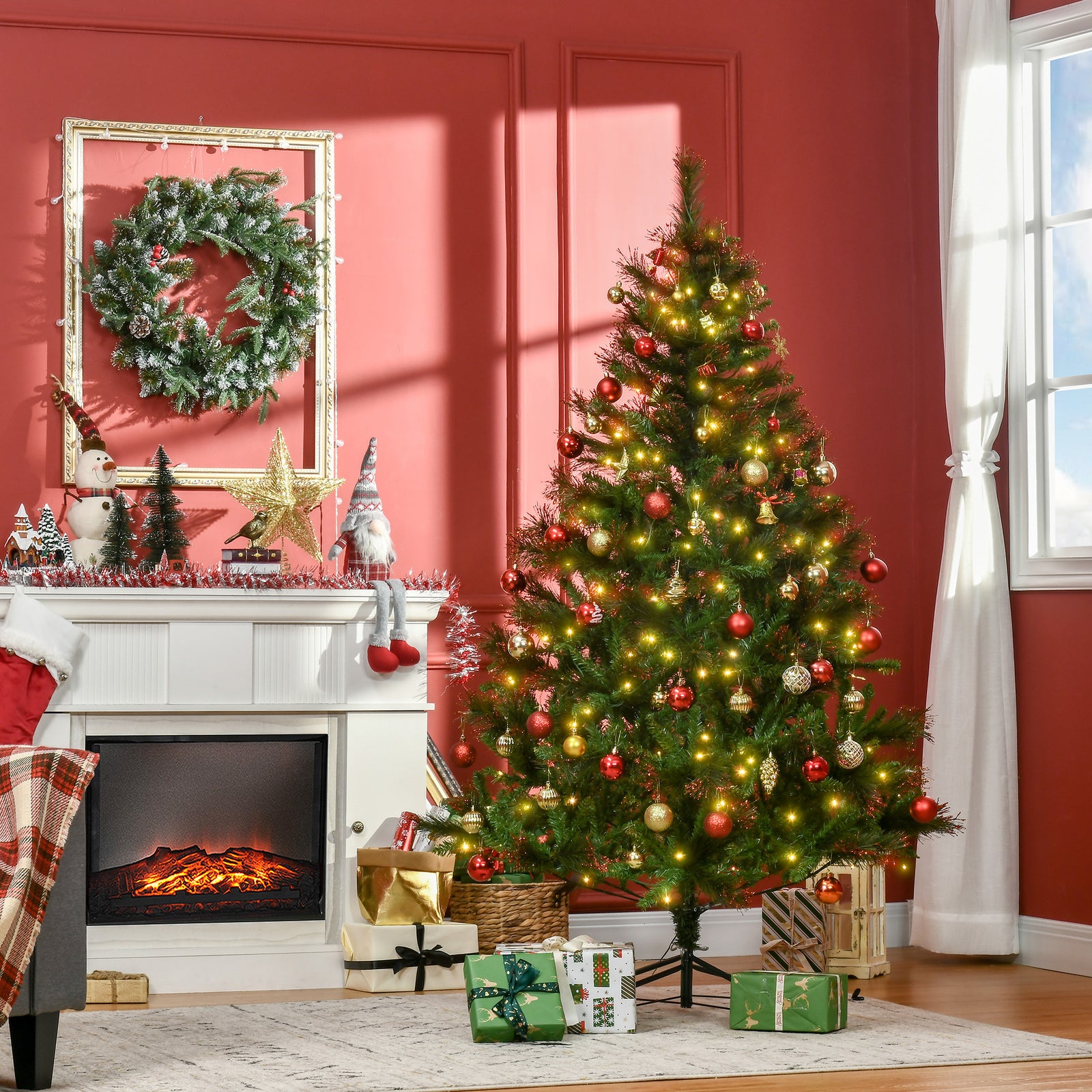 5/6ft Pre-lit Spruce Tree, Holiday Décor, Stand | 6ft | Green