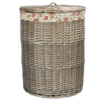 Rose Cotton Lined Wicker Antique Wash Round Laundry Baskets | Large | Pink