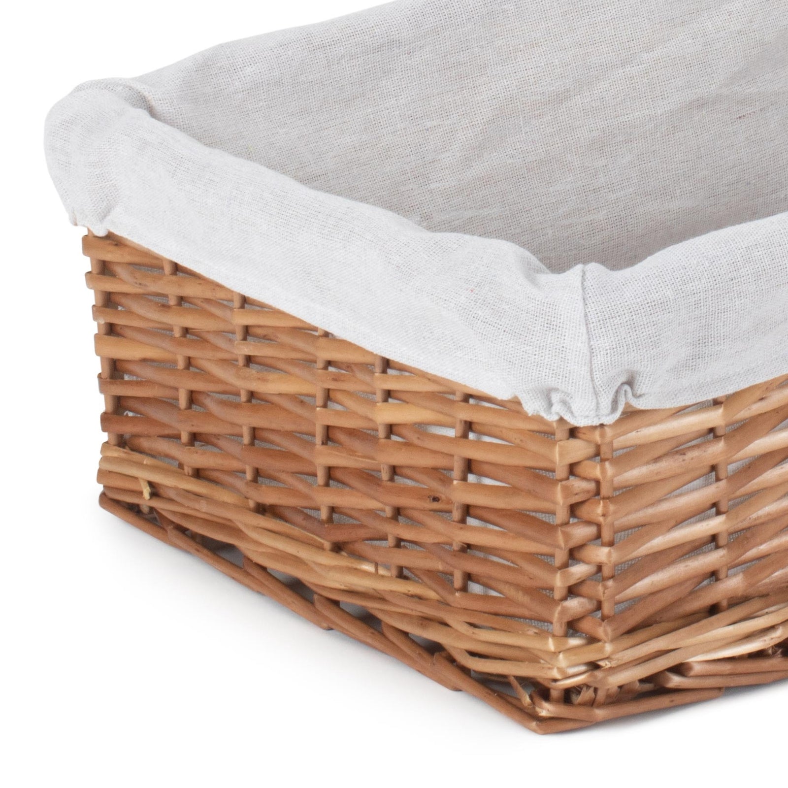 Wicker Double Steamed Storage Basket With White Lining | Medium | White