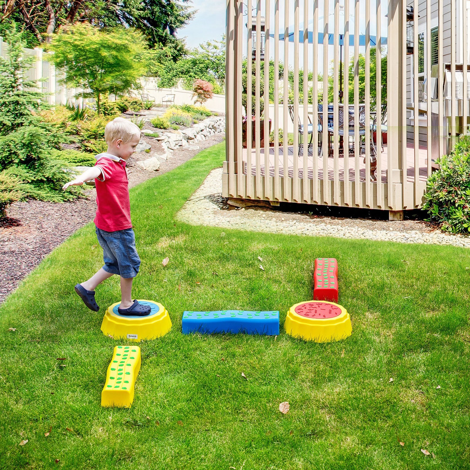 5 Pcs Kids Stepping Stones Balance Beam W/ Non-slip Surface And Bottom