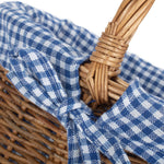 Red Hamper Blue Checked Lined Country Oval Wicker Shopping Basket