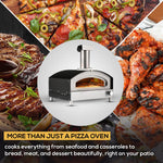 Gas Powered 13" Pizza Oven W/ Pizza Stone Base & Pizza Paddle Black/silver