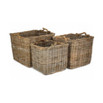 Red Hamper Square Grey Rattan Log Basket