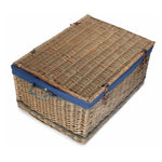 72cm Antique Wash Rope Handled Trunk Picnic Basket | Blue