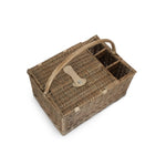 Wicker Double Lidded Fitted Picnic Basket | 4-Person | White